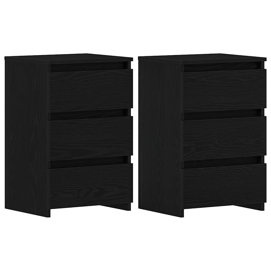 Nachtkastje 2 st Zwart Eiken 40 x 35 x 62,5 cm Bewerkt hout