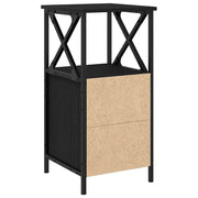 Nachtkastje 2 st Zwart Eiken 34 x 35,5 x 70 cm Bewerkt hout