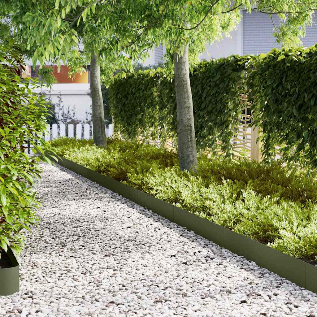 Tuinrand 30 st 100 x 0.05 x 20 cm Koudgewalst staal Olijf Groen