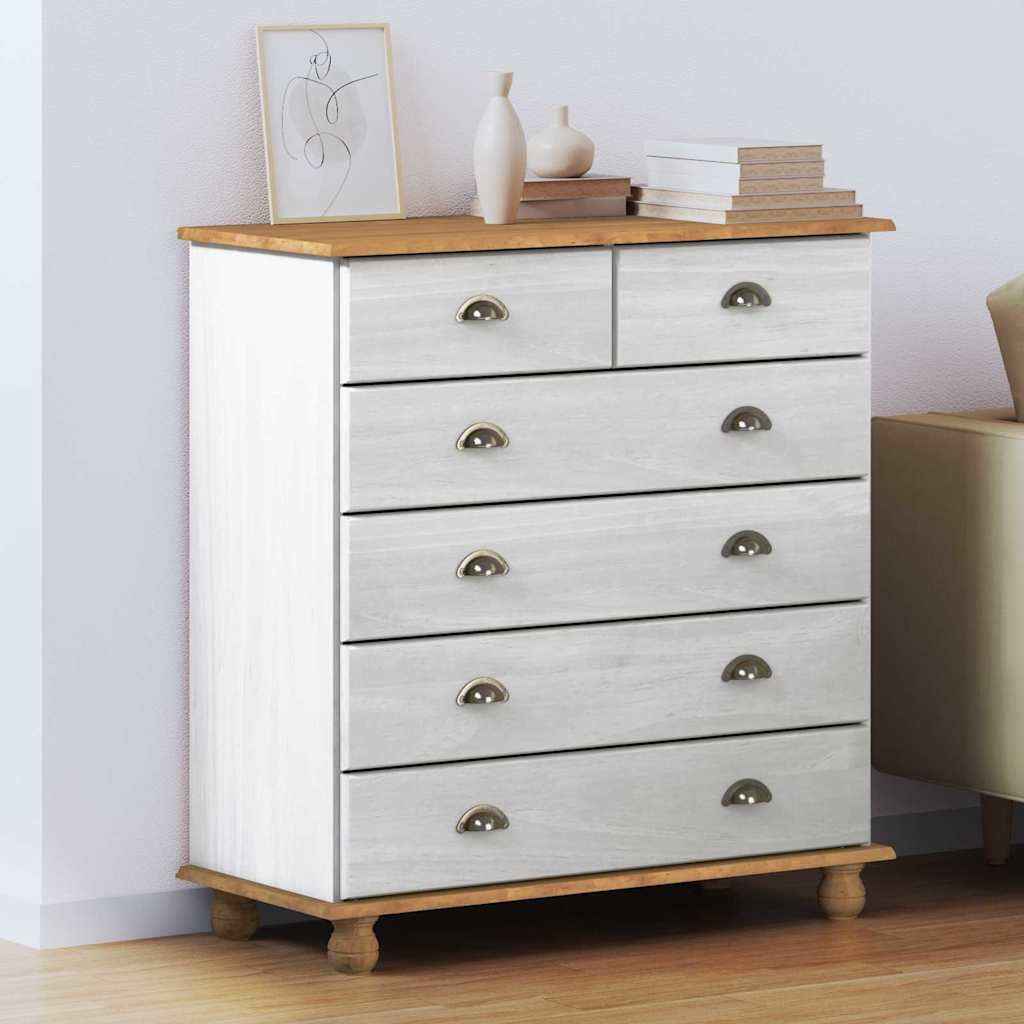 Ladekast ASKIM Wit 91 x 40 x 95,5 cm Massief grenenhout