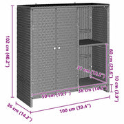 Opbergkast met plank Lichtgrijs 100 x 36 x 102 cm Rattan