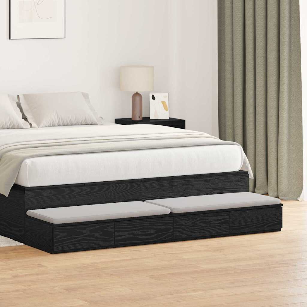 Bedlades Zwart Eiken 160 x 36,5 x 16,5 cm Bewerkt hout