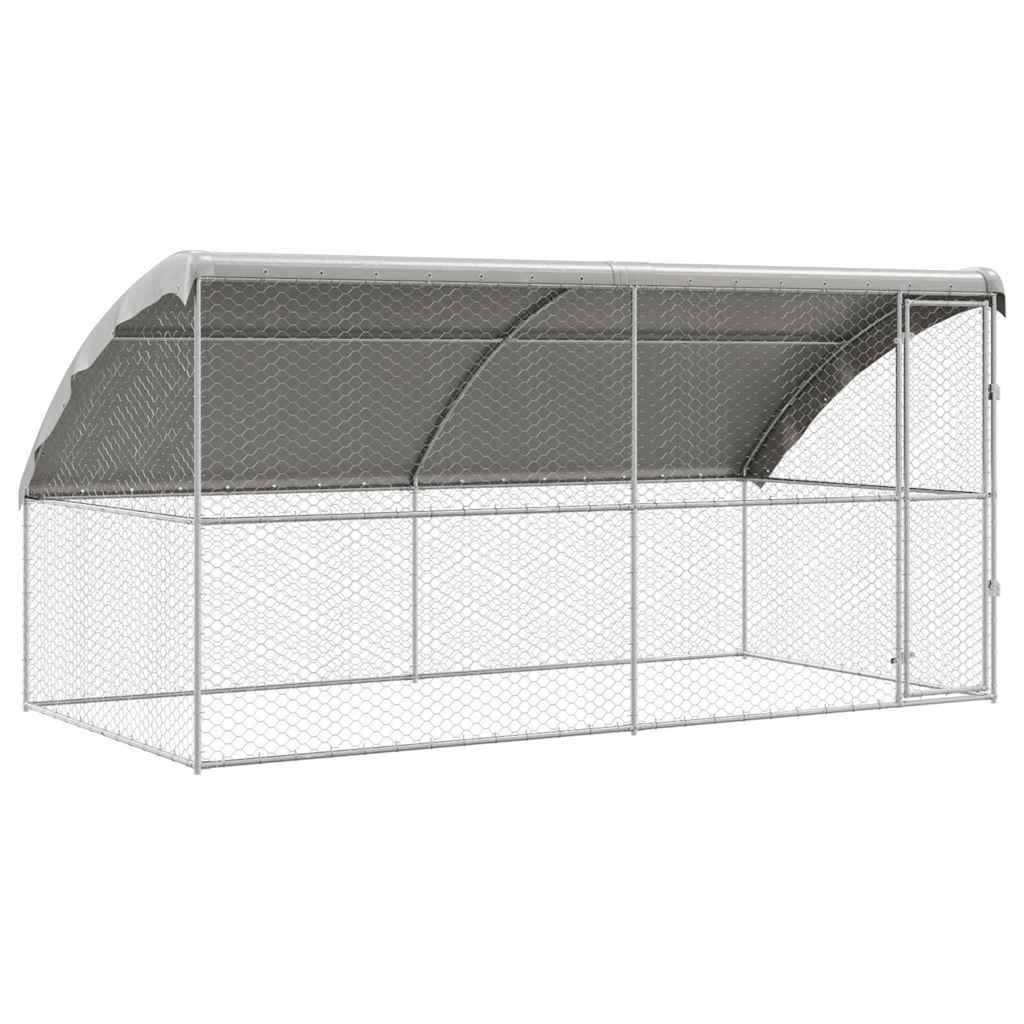 Hondenhok 2 st Zilver 4 x 2 x 2 m Gegalvaniseerd staal