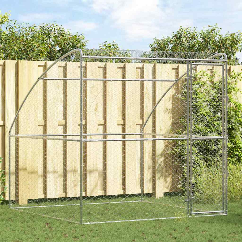 Hondenhok zilver 2 x 2 x 2 m Verzinkt staal