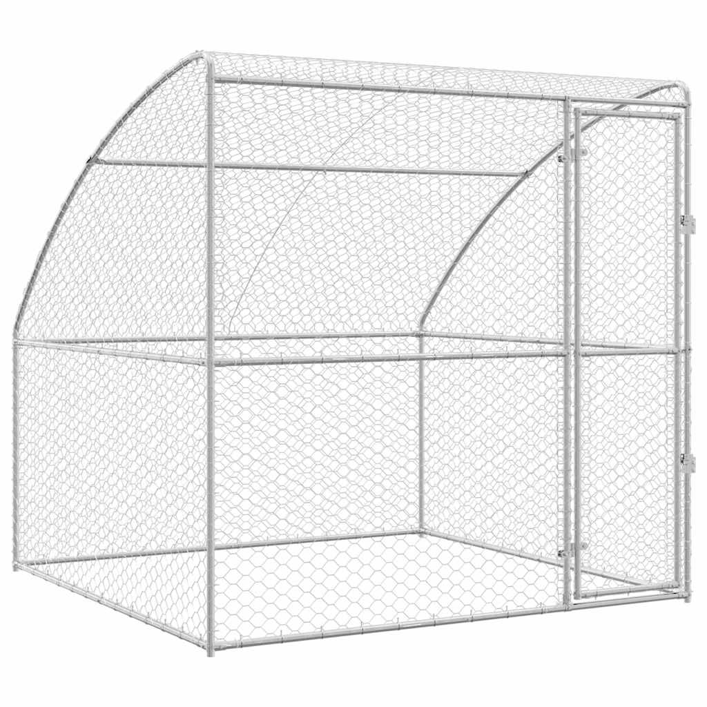 Hondenhok zilver 2 x 2 x 2 m Verzinkt staal