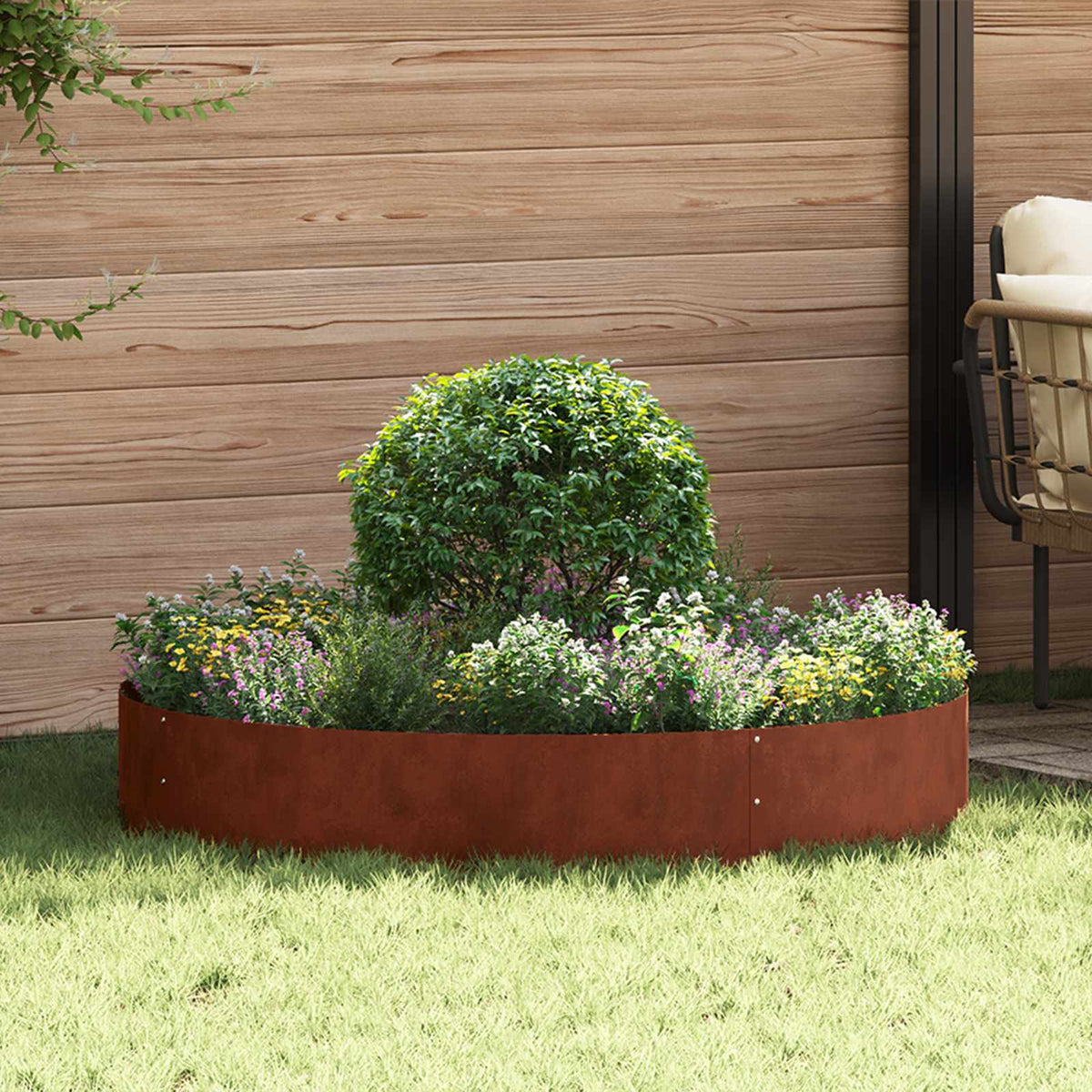 Plantenring 5 st roestkleurig 120 x 120 x 20 cm weervast staal