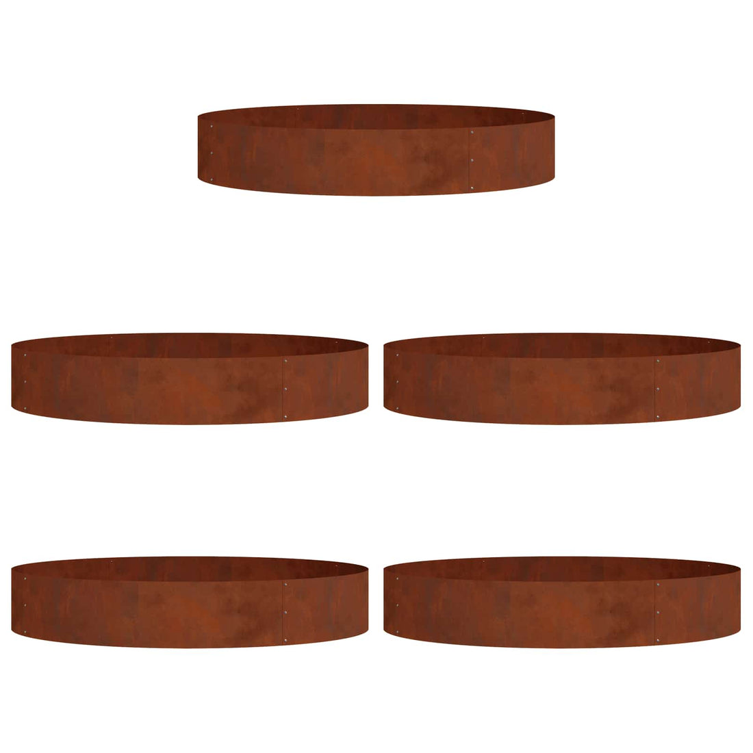 Plantenring 5 st roestkleurig 120 x 120 x 20 cm weervast staal