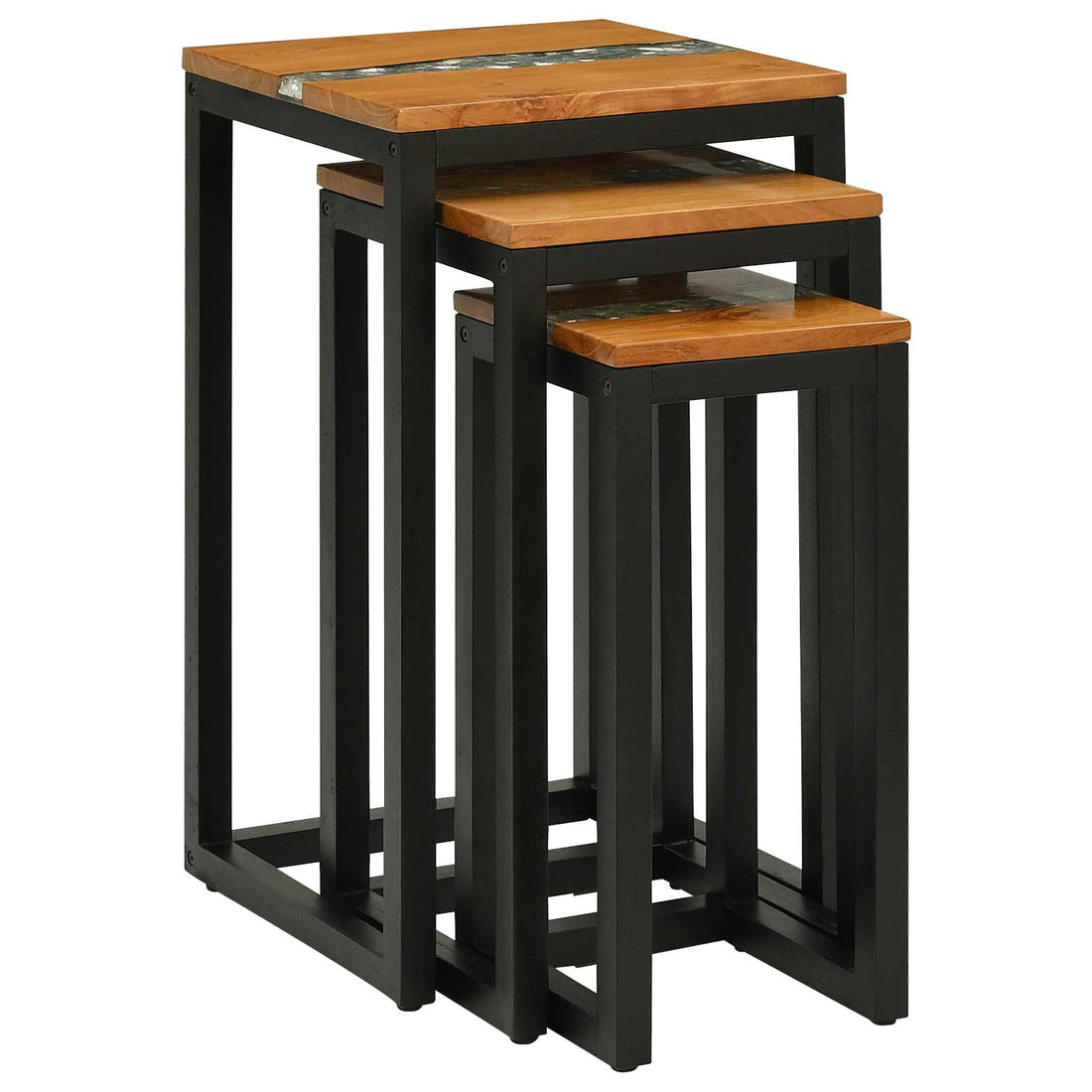 Nesttafel 3 st Bruin Massief Teakhout