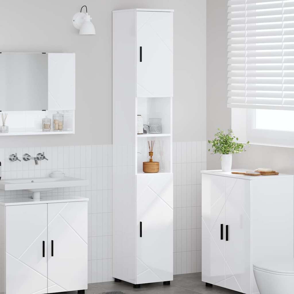 Badkamer Kast Hoogglans wit 30 x 35 x 192 cm
