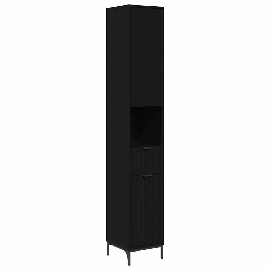 Badkamer Kast Zwart 31,5 x 33 x 190 cm Bewerkt hout, Metaal