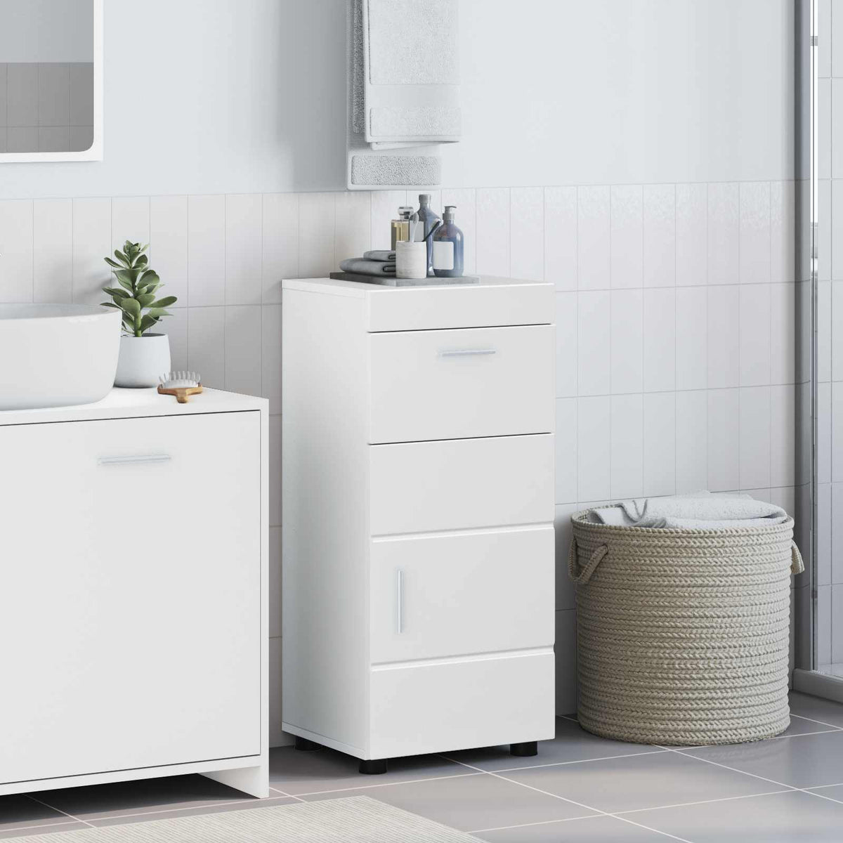 Badkamerkastenset TULUM Hoogglans wit 37 x 31,5 x 82 cm