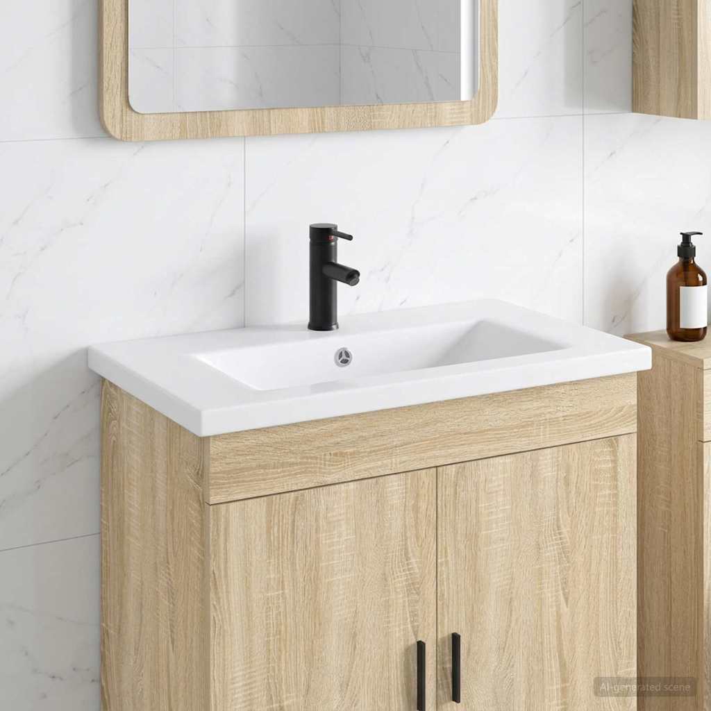 Badkamer Waskom Mat Zwart 81 x 40 x 17,5 cm Metaal