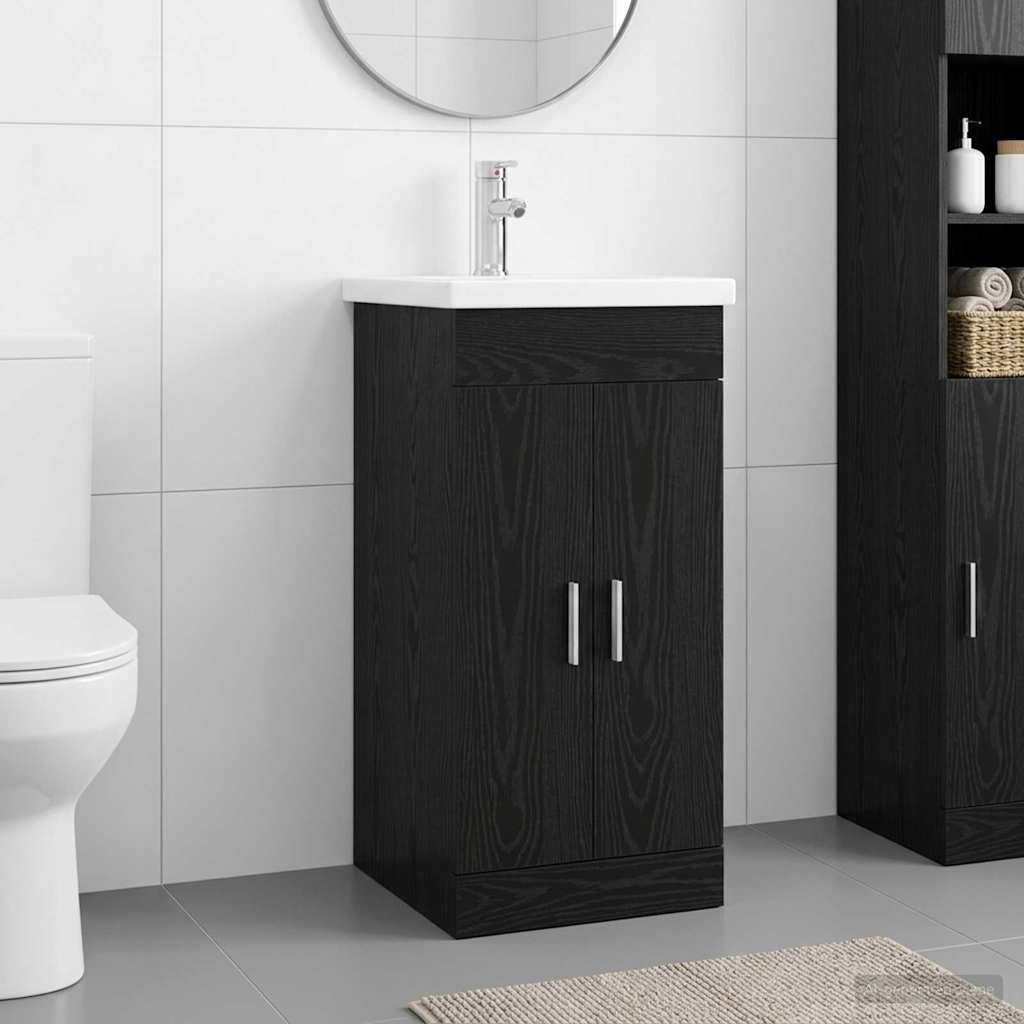 Badkamermeubel met Wasbak Zwart eiken 42 x 40 x 84,5 cm