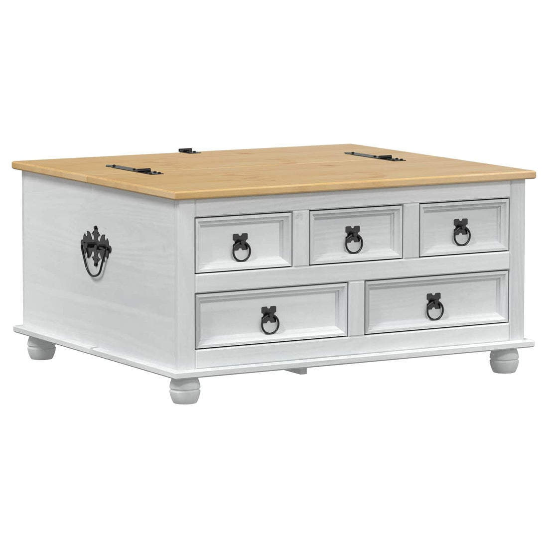 Opbergkist met lade Wit 90 x 78 x 45 cm Massief grenenhout