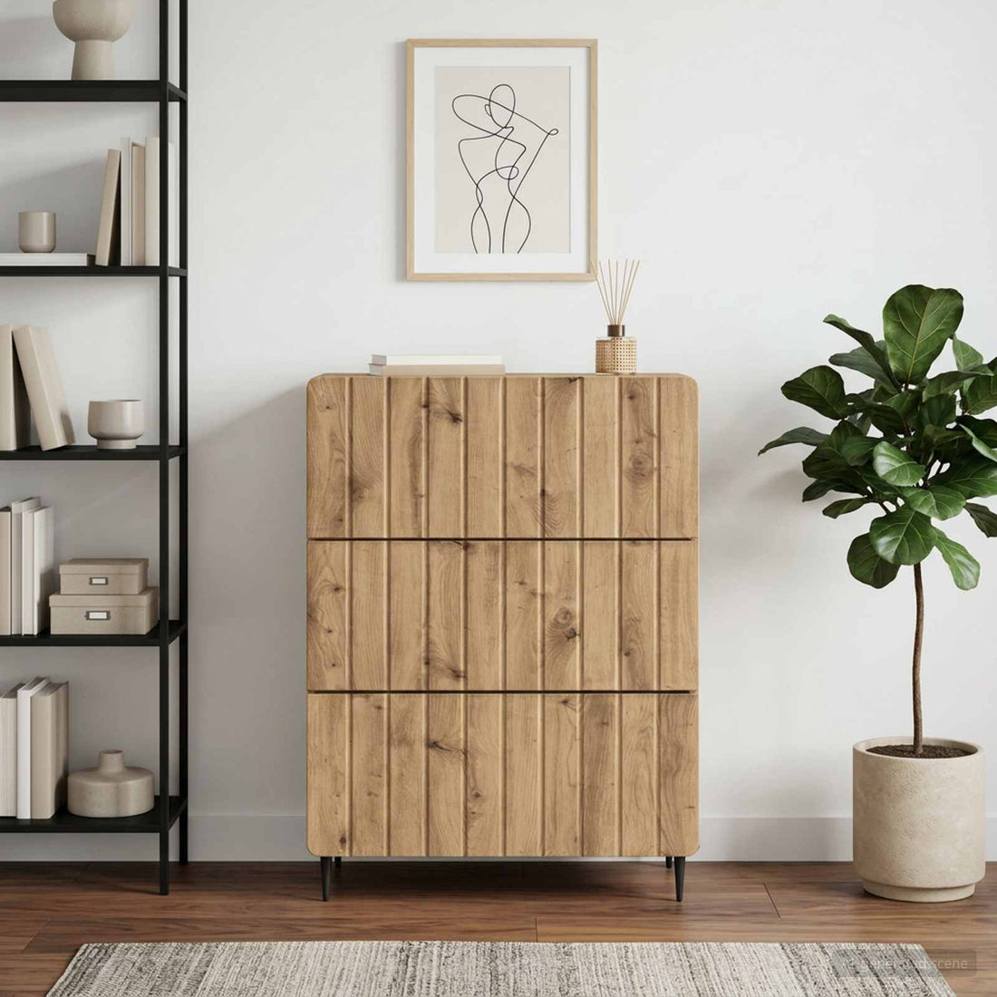 Ladenkast 66 x 34,5 x 92 cm Bewerkt hout Artisanaal eiken