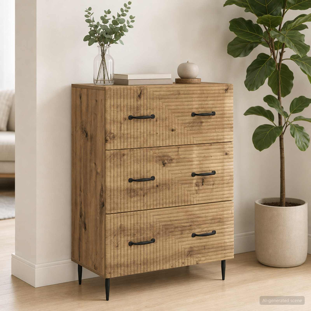 Ladenkast 66 x 34,5 x 89,5 cm Bewerkt hout Artisanaal eiken