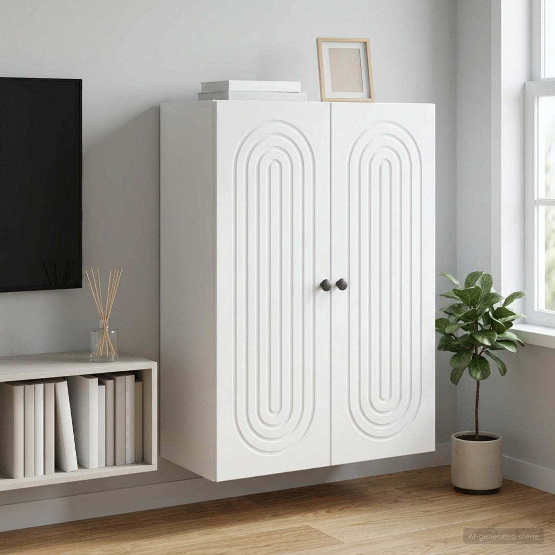 Wandkast Wit 66 x 34,5 x 90 cm Bewerkt hout