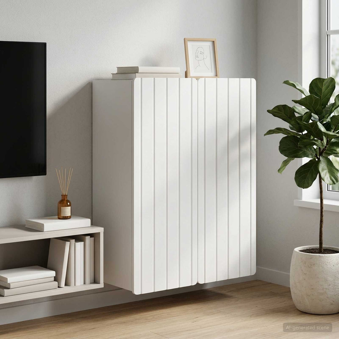 Wandkast Wit 66 x 34,5 x 92 cm Bewerkt hout