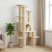 Kattenboom met sisal krabpalen Crèmekleurig 161 cm
