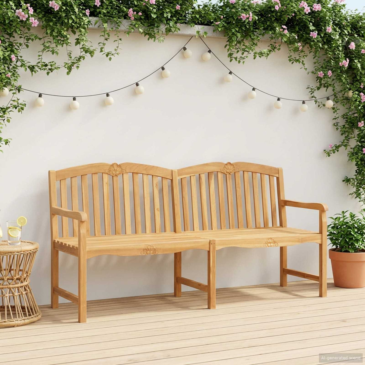 Handgemaakte Rozenbank 180,5 x 60 x 96 cm Massief Teakhout
