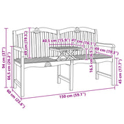 Handgemaakte Rozenbank 155 x 60 x 94 cm Massief Teakhout