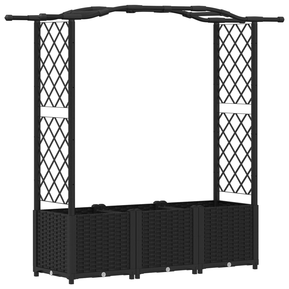Verhoogde plantenbak met Trellis en Dak Zwart 164 x 40 x 138 cm PP
