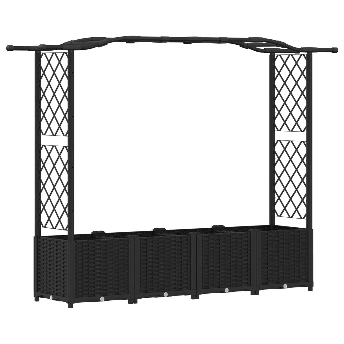 Verhoogde plantenbak met Trellis en Dak Zwart 204 x 40 x 138 cm PP