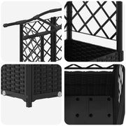 Verhoogde plantenbak met Trellis en Dak Zwart 163 x 40 x 138 cm PP
