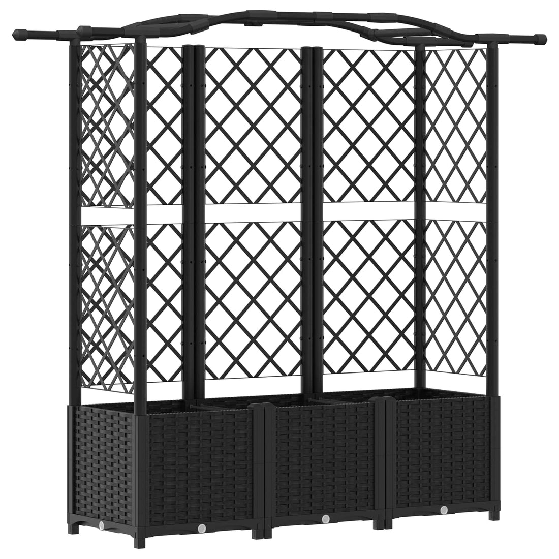 Verhoogde plantenbak met Trellis en Dak Zwart 163 x 40 x 138 cm PP