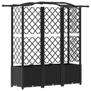 Verhoogde plantenbak met Trellis en Dak Zwart 163 x 40 x 138 cm PP