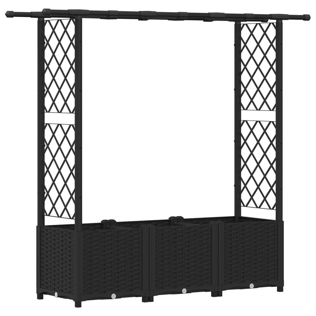 Verhoogde plantenbak met Trellis en Dak Zwart 162,5 x 40 x 136 cm PP
