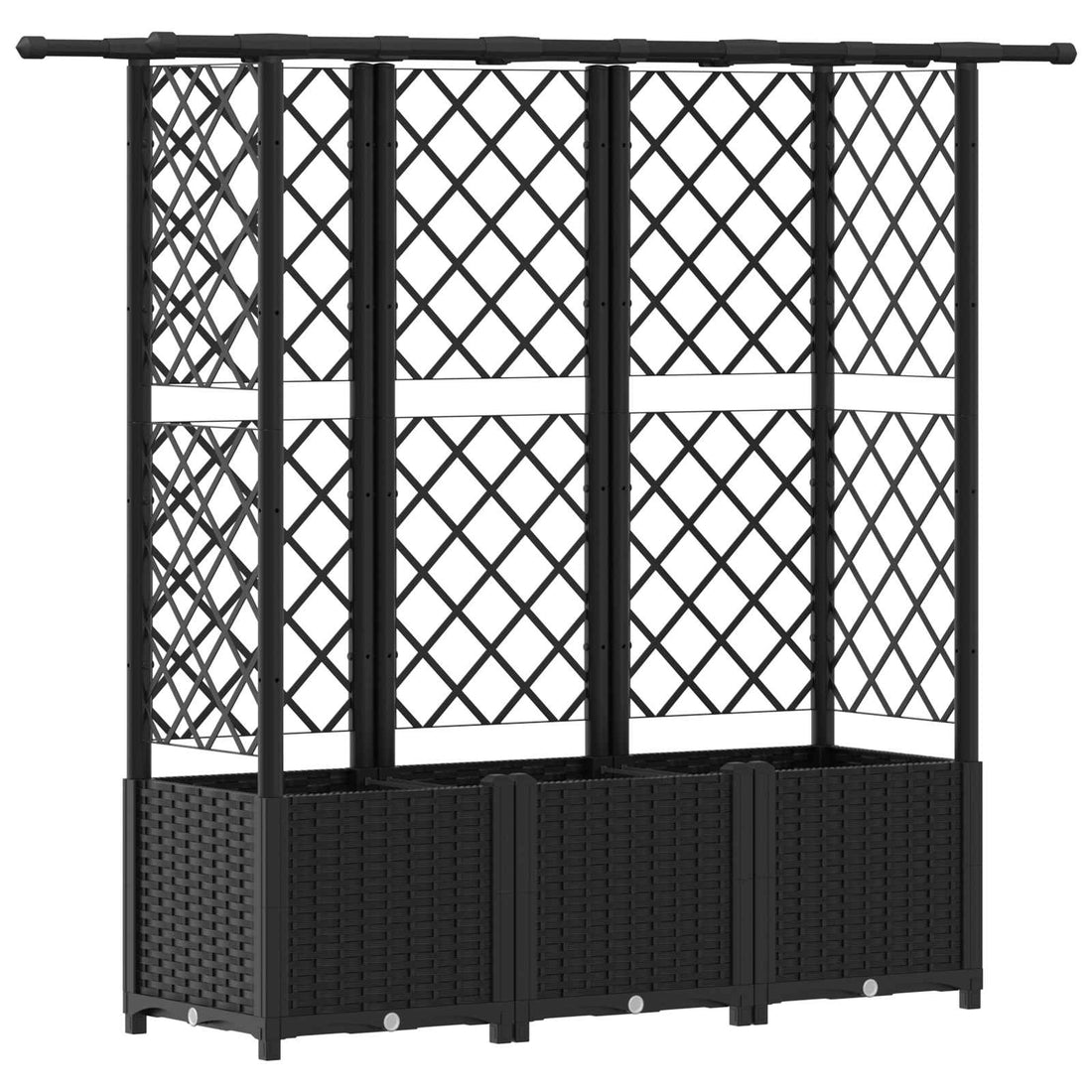 Verhoogde plantenbak met Trellis en Dak Zwart 163,5 x 40 x 136 cm PP