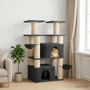 Kattenboom met sisal krabpalen Donkergrijs 147 cm 2 st