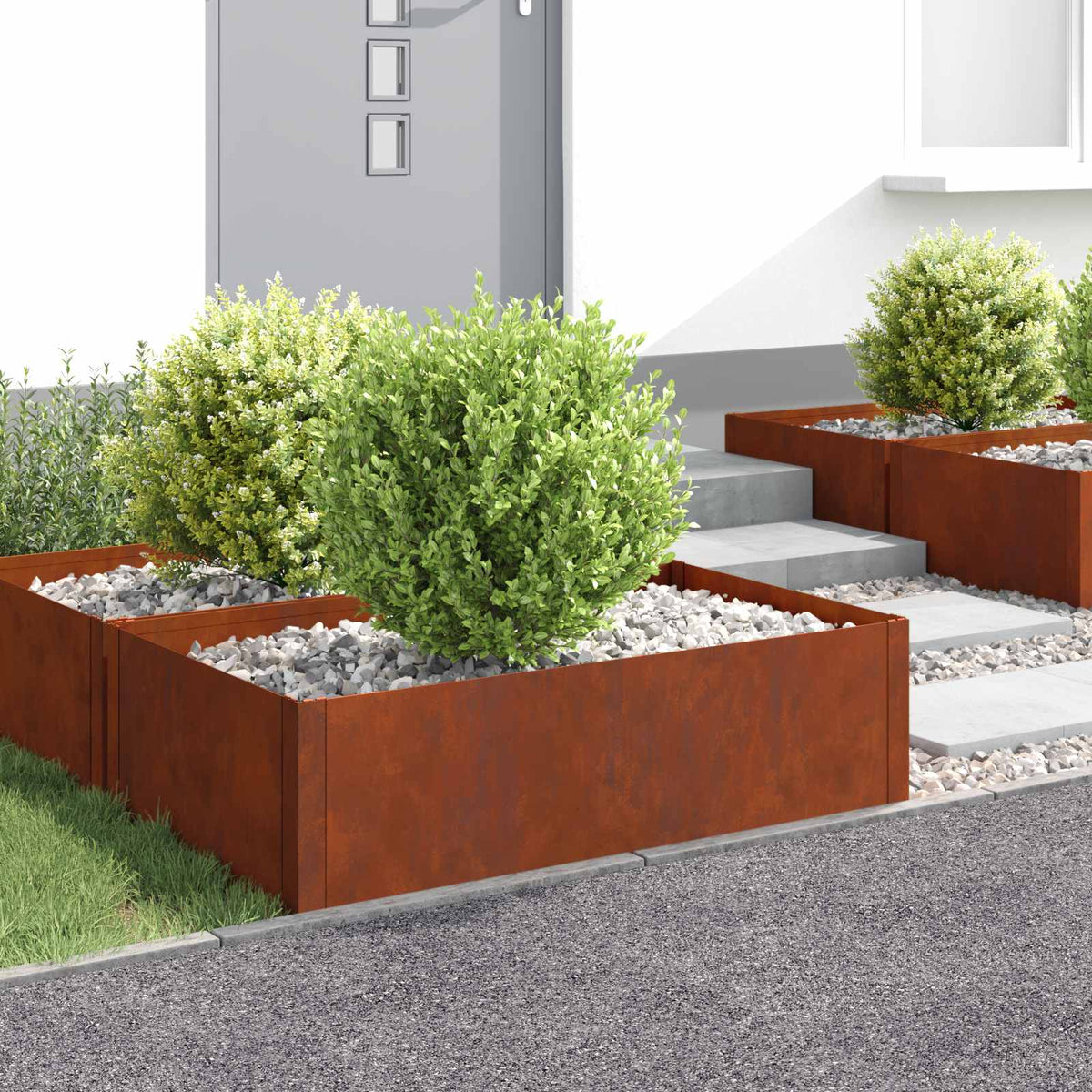 Gazonrand 4 st 100 x 60 x 35 cm Staal roestkleurig