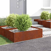 Gazonrand 4 st 100 x 60 x 35 cm Staal roestkleurig
