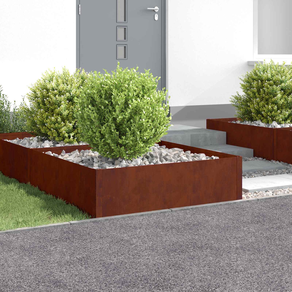 Gazonrand 4 st 100 x 100 x 35 cm Staal roestkleurig