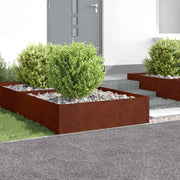 Gazonrand 4 st 100 x 100 x 35 cm Staal roestkleurig